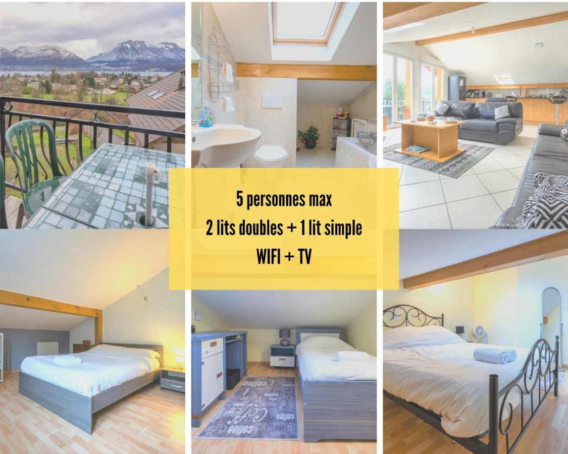 Cabana & Panorama Lac Annecy -Parking & Terrasse Sévrier Exteriör bild